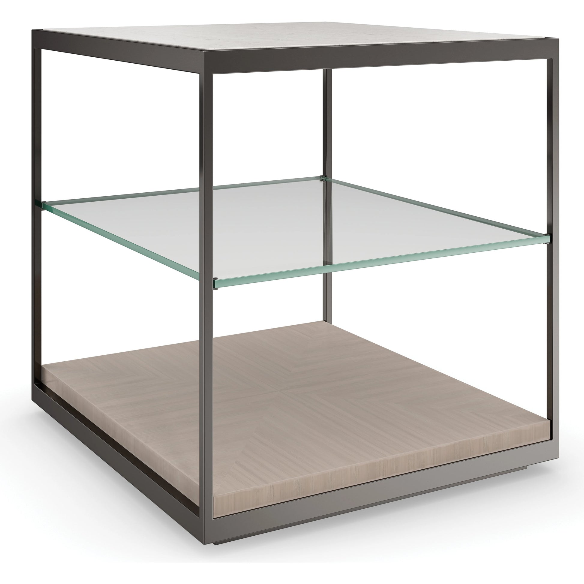 Quadrant by Caracole in bronze and deep bronze, woodland grey. Made from metal, stone, coffee japanese sen in a modern style.