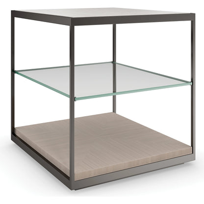 Quadrant by Caracole in bronze and deep bronze, woodland grey. Made from metal, stone, coffee japanese sen in a modern style.