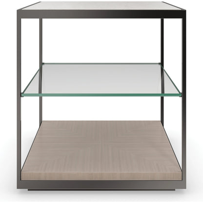 Quadrant by Caracole in bronze and deep bronze, woodland grey. Made from metal, stone, coffee japanese sen in a modern style.
