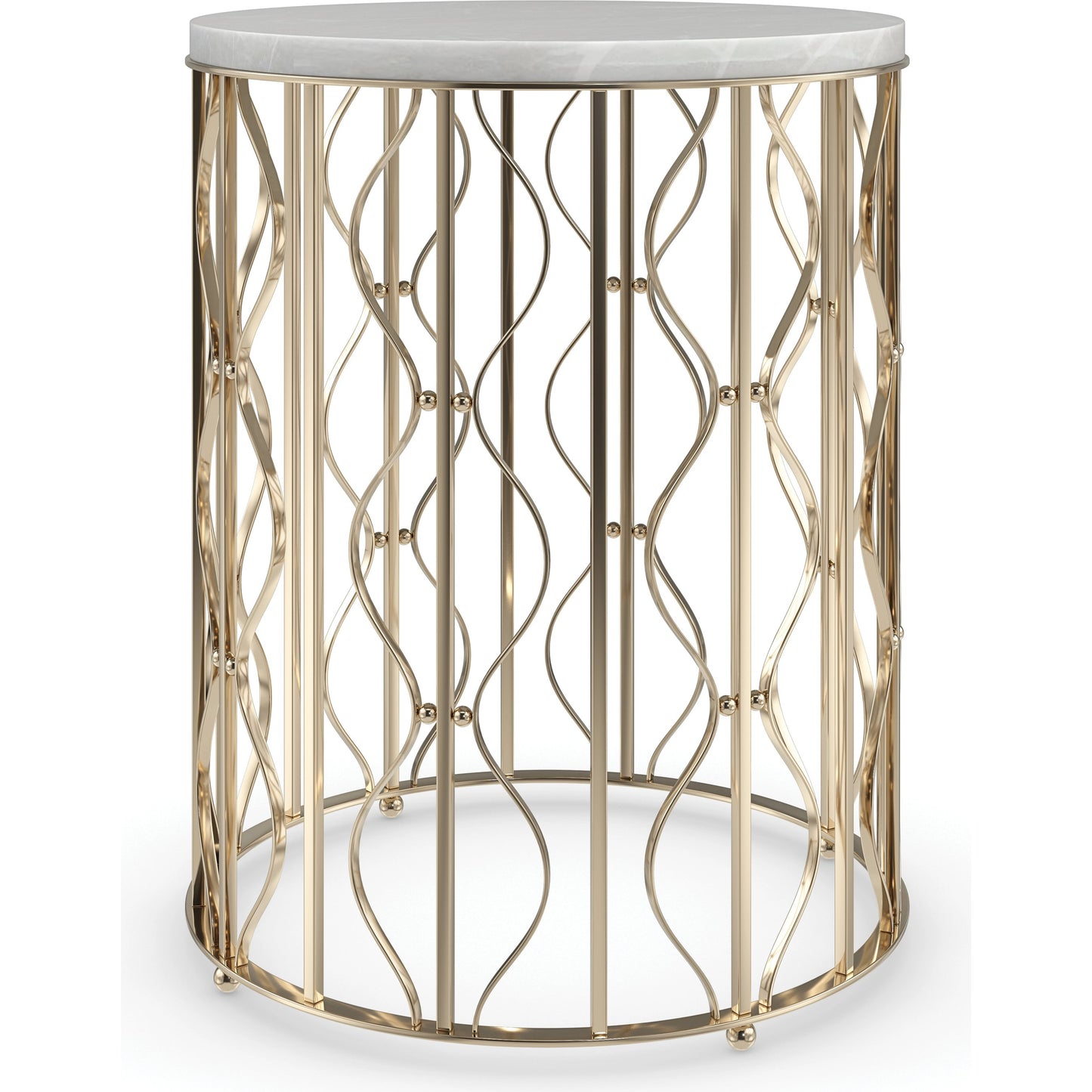 001 SI-1955791 | Primary Silo | Style Spotter by Caracole in white, marble, pearl, gold and whisper of gold. Made from metal, marble in a modern style.