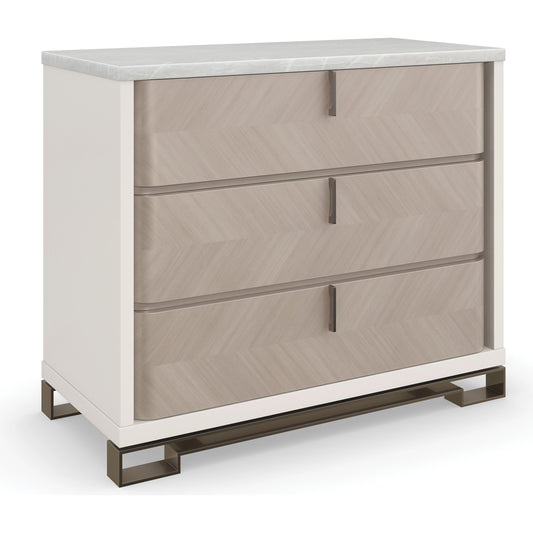 Subtle Gesture by Caracole in smoked, white, marble and moonstone, pearly white, smoked stainless. Made from birch, marble, metal, koto, ash in a modern style.
