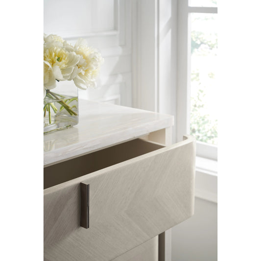 Subtle Gesture by Caracole in smoked, white, marble and moonstone, pearly white, smoked stainless. Made from birch, marble, metal, koto, ash in a modern style.