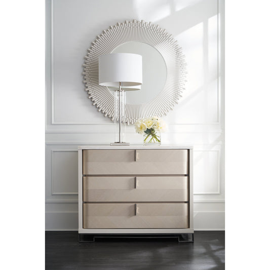 Subtle Gesture by Caracole in smoked, white, marble and moonstone, pearly white, smoked stainless. Made from birch, marble, metal, koto, ash in a modern style.