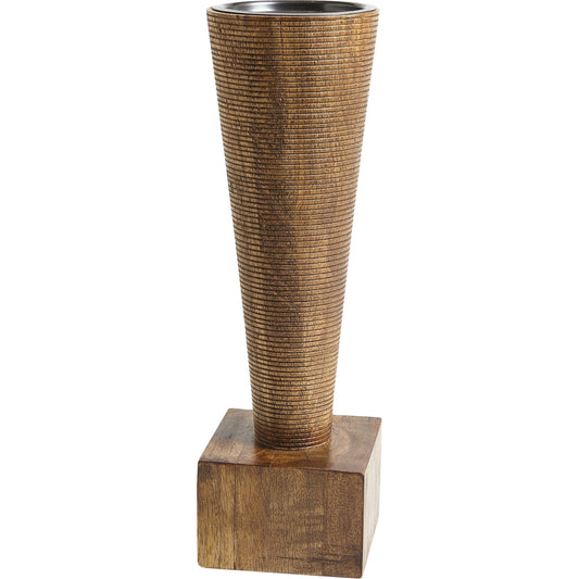 Turcan Pillar Holder by Global Views in brown textured. Made from mango in a eclectic & global style.
