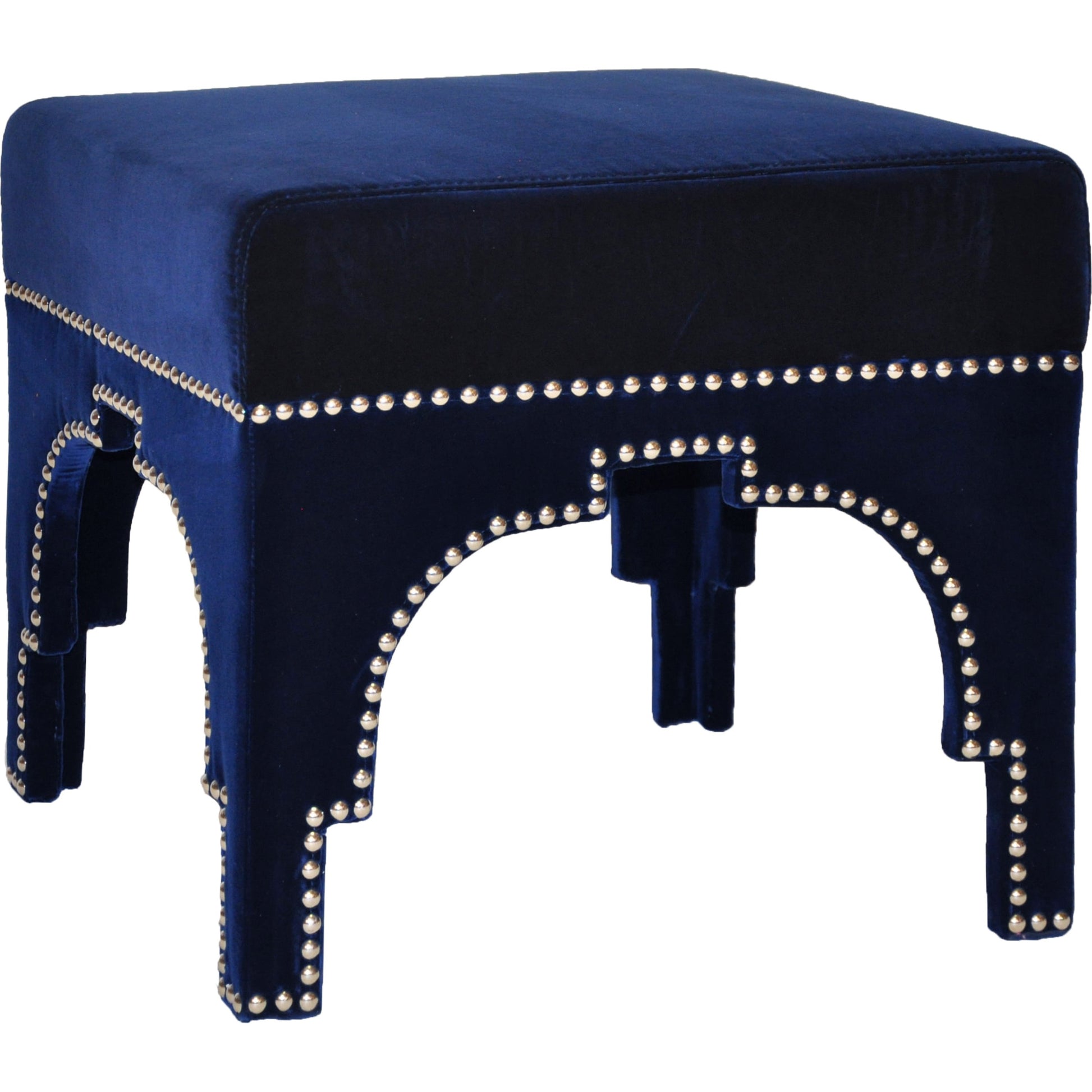 Cole Nickel Nailhead Trim Stool by Worlds Away in nickel, white. Made from unique in a transitional style.