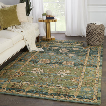 Cardamom COM03 Rug by Jaipur Living in green, blue. Made from 100% wool in a unique style.