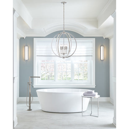 Corinne Globe Pendant by Generation Lighting in polished nickel. Made from unique in a modern style.