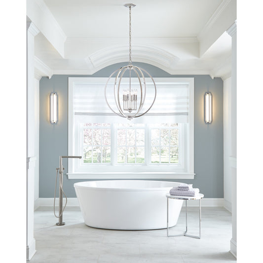 Corinne Globe Pendant by Generation Lighting in polished nickel. Made from unique in a modern style.
