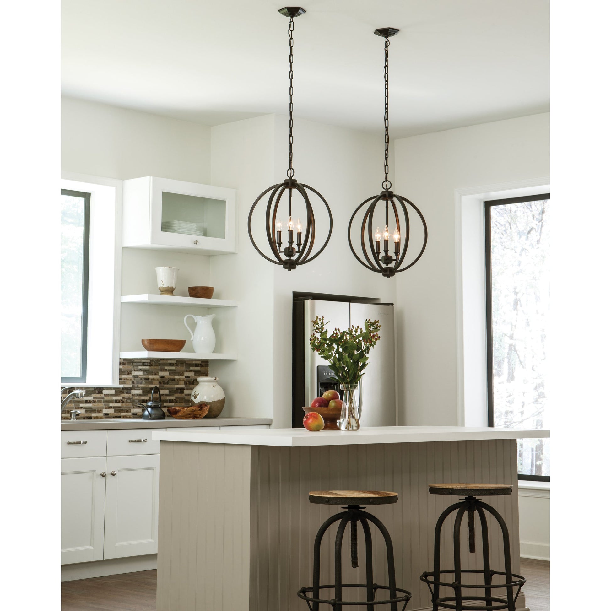 Corinne Globe Pendant by Generation Lighting in polished nickel. Made from unique in a modern style.