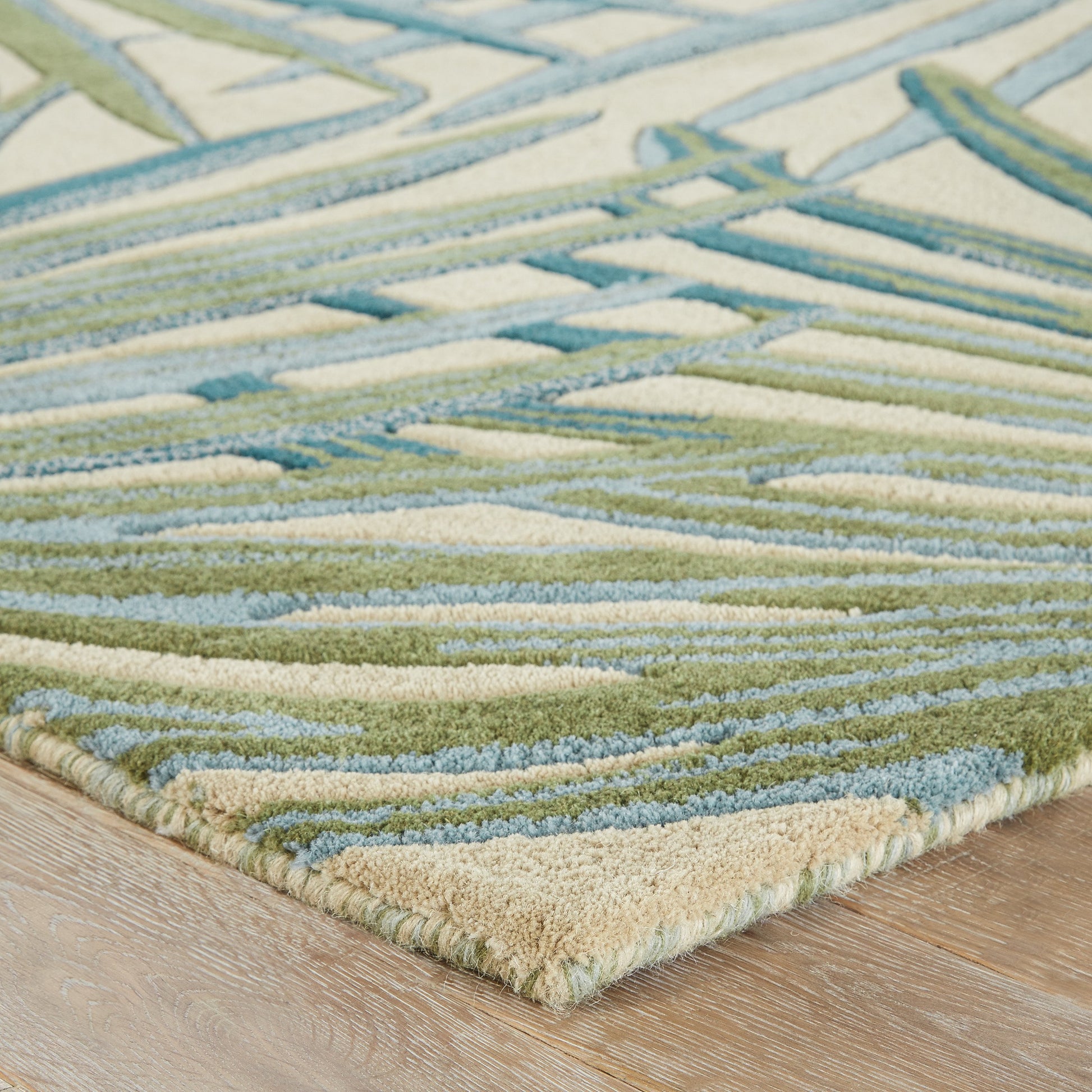 Coastal Seaside COS33 Rug by Jaipur Living in blue, green. Made from 100% wool in a unique style.