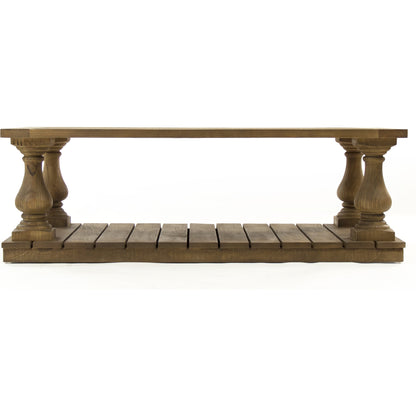 Bellamy Coffee Table by Zentique in stained natural and oak. Made from pine in a cottage & farmhouse style.