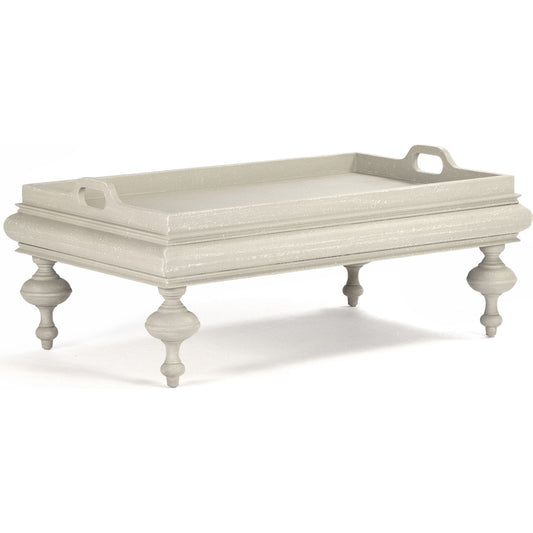 Lara Coffee Table by Zentique in distressed ivory and oak. Made from oak in a transitional style.