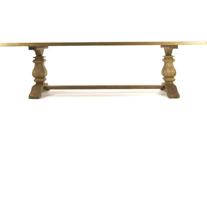 Avery Dining Table by Zentique in stained natural and pine. Made from pine in a cottage & farmhouse style.