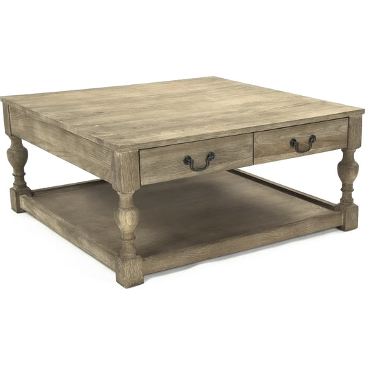 Eros Coffee Table by Zentique in limed grey oak. Made from limed grey oak in a rustic style.