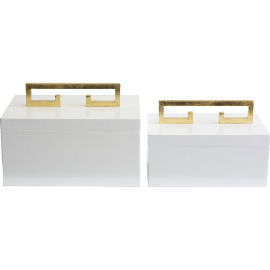 Avondale Boxes by Couture Lamps in high gloss white lacquer. Made from made of iron, mdf, resin material in a eclectic & global style.