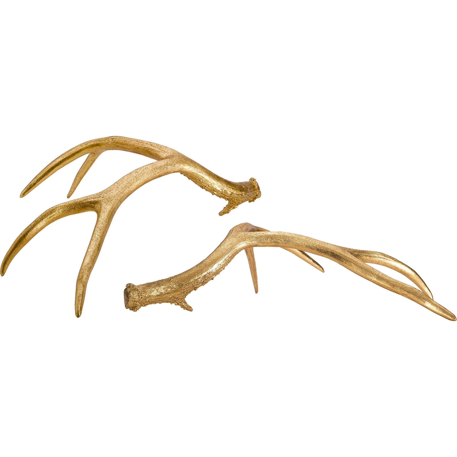 Golden Antlers by Couture Lamps in bold gold (gold leaf) resin. Made from resin in a rustic style.