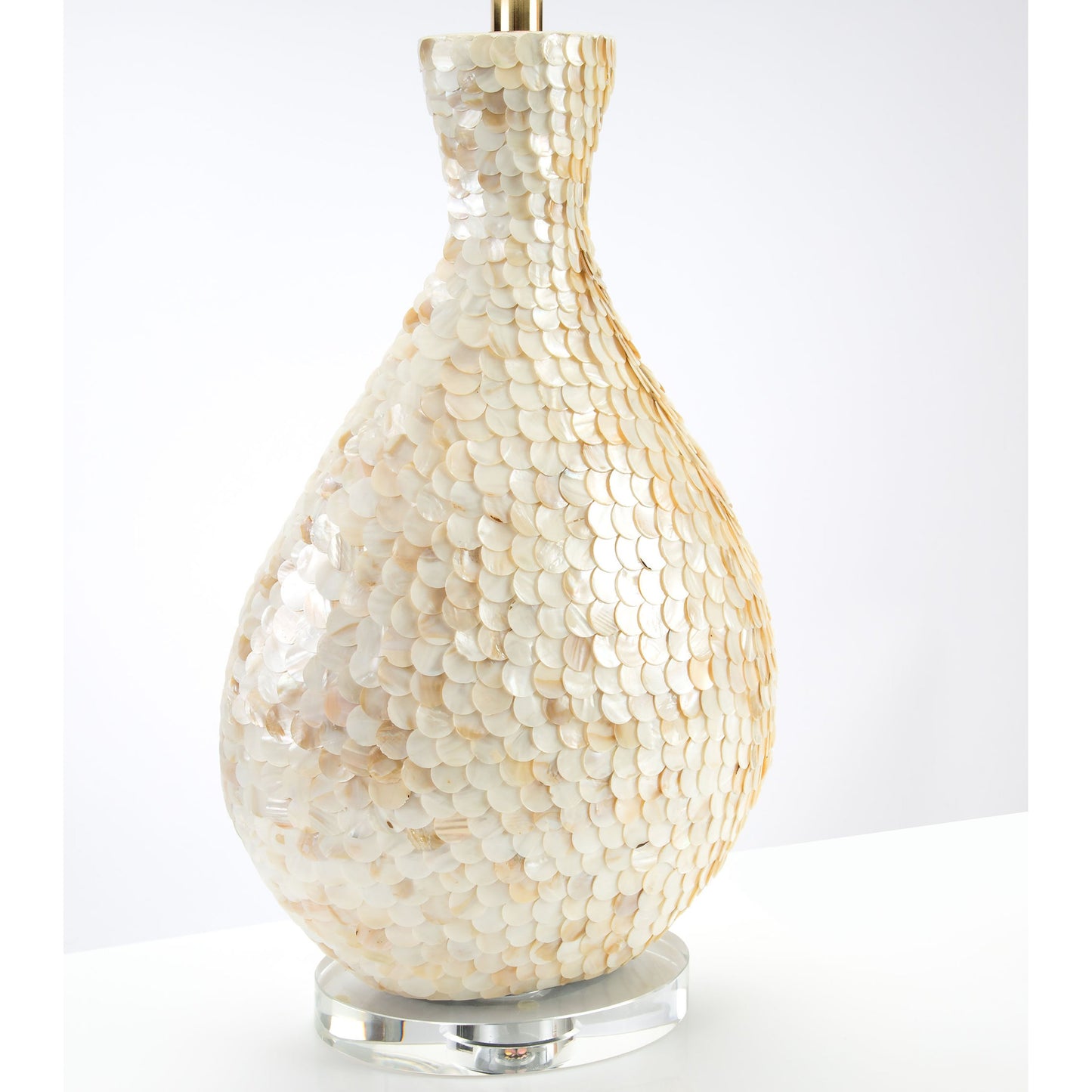 002 SR-388276 | Closeup | La Pearla Table Lamp by Couture Lamps in natural mother of pearl. Made from pearl, acrylic in a coastal style.