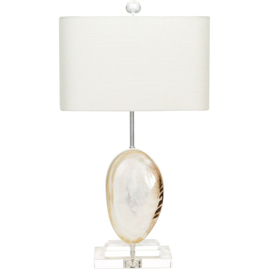 Oceanside Table Lamp by Couture Lamps in natural mother of pearl. Made from mother of pearl, crystal, metal in a eclectic & global style.