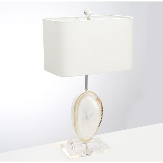 Oceanside Table Lamp by Couture Lamps in natural mother of pearl. Made from mother of pearl, crystal, metal in a eclectic & global style.