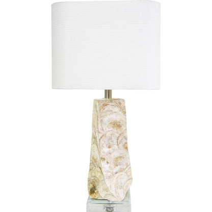 Del Mar Table Lamp by Couture Lamps in natural capiz shell, crystal. Made from capiz shell, crystal, resin in a modern style.