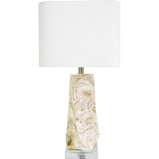 Del Mar Table Lamp by Couture Lamps in natural capiz shell, crystal. Made from capiz shell, crystal, resin in a modern style.
