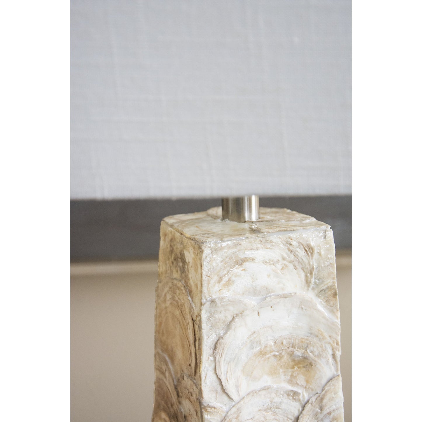 002 SR-388244 | Closeup | Del Mar Table Lamp by Couture Lamps in natural capiz shell, crystal. Made from capiz shell, crystal, resin in a modern style.