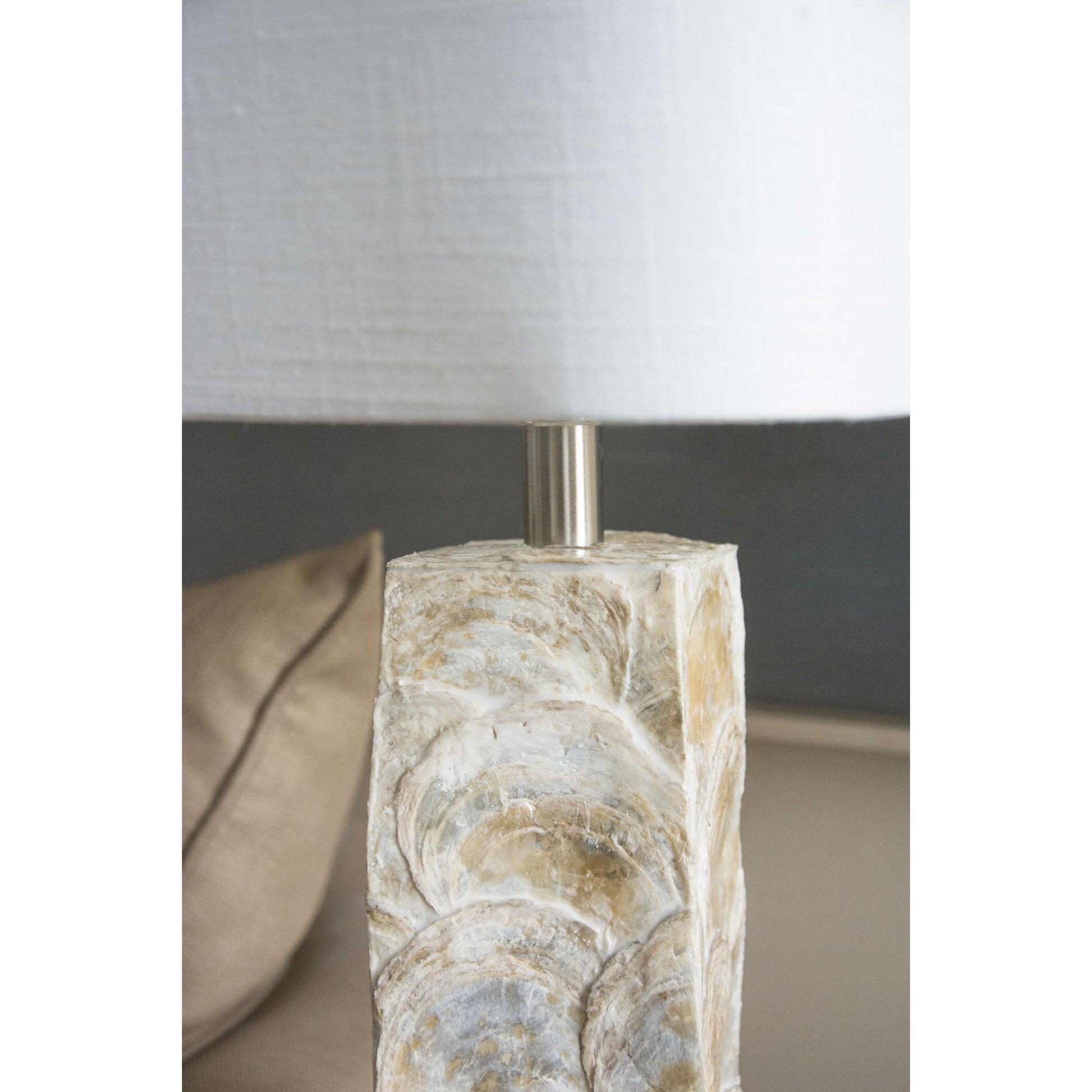 Del Mar Table Lamp by Couture Lamps in natural capiz shell, crystal. Made from capiz shell, crystal, resin in a modern style.