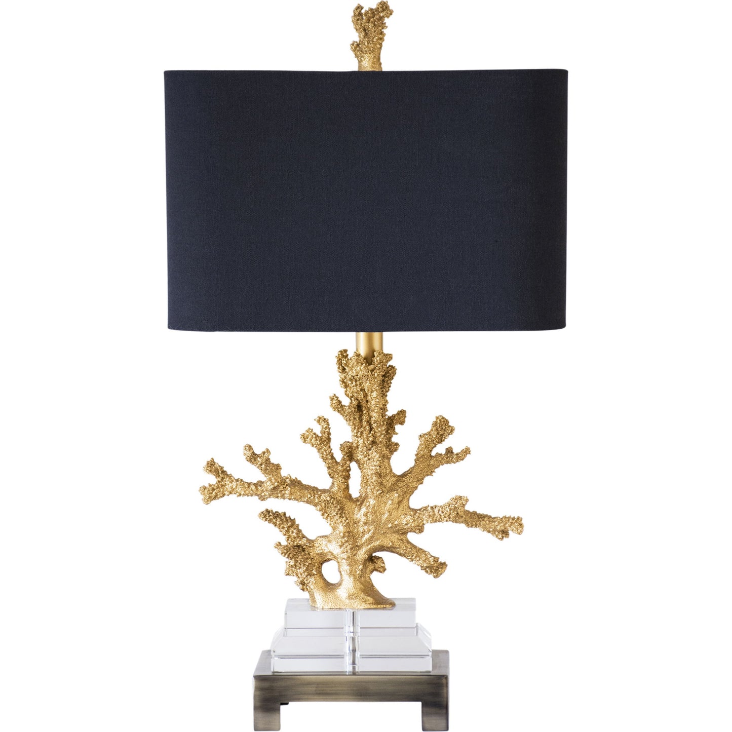 001 SR-388256 | Primary Silo | Gold Coral Table Lamp by Couture Lamps in gilt gold resin, k9 optic crystal, brushed brass. Made from resin, crystal, brass in a coastal style.