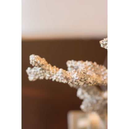 Coral Table Lamp by Couture Lamps in gilt silver resin, k9 optic crystal, brushed steel. Made from resin, crystal, brass in a coastal style.