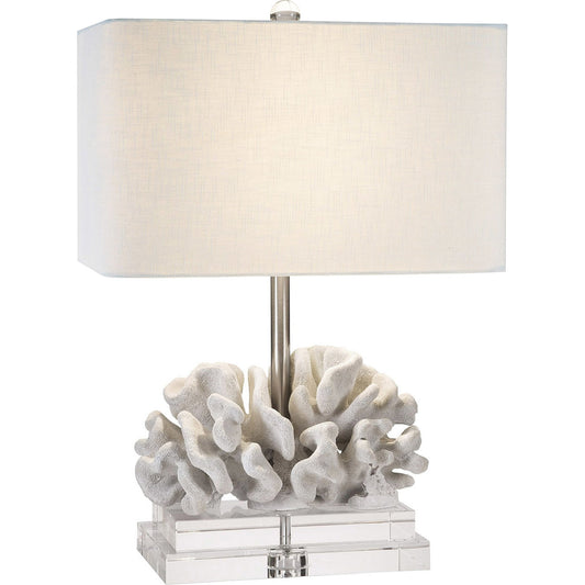 Elkhorn Coral Table Lamp by Couture Lamps in coral white resin, optic crystal. Made from polyresin in a coastal style.