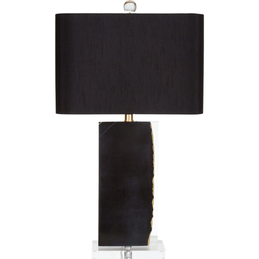 Westbourne Table Lamp by Couture Lamps in black marble, gold leaf, clear resin. Made from blace marble, crystal in a modern style.