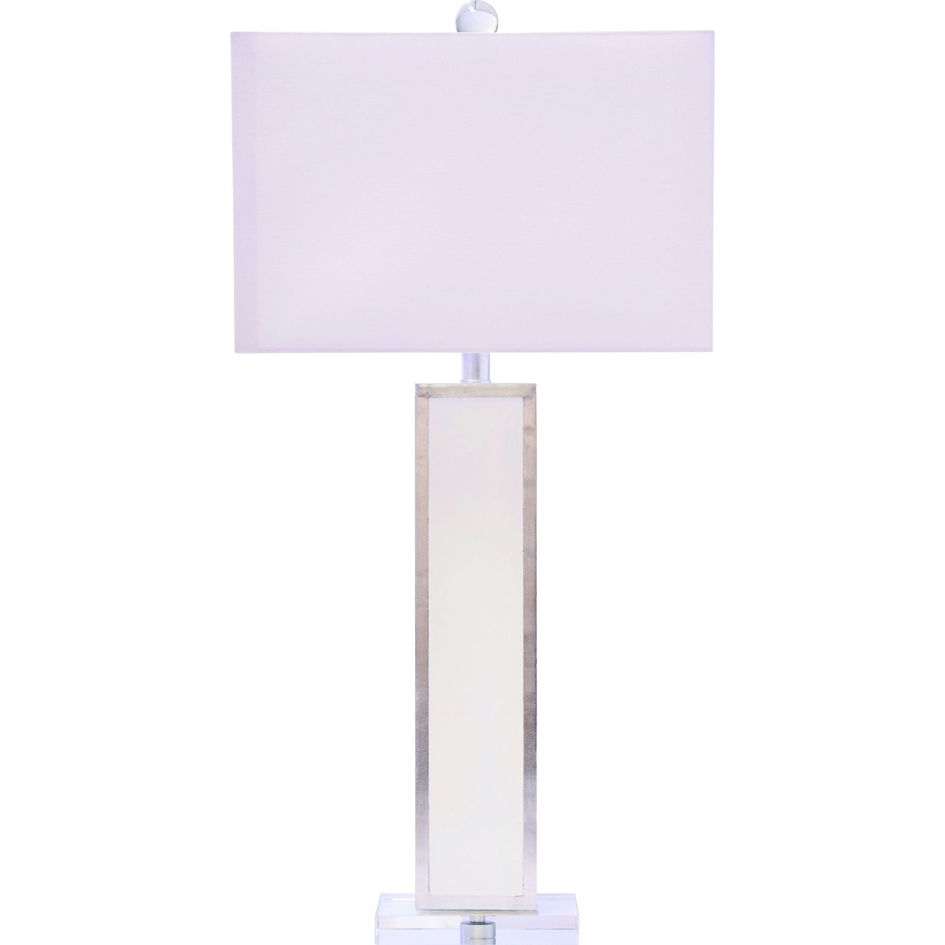 Blair Lamp by Couture Lamps in white, silver leaf, clear optic crystal. Made from resin, mdf, crystal in a transitional style.