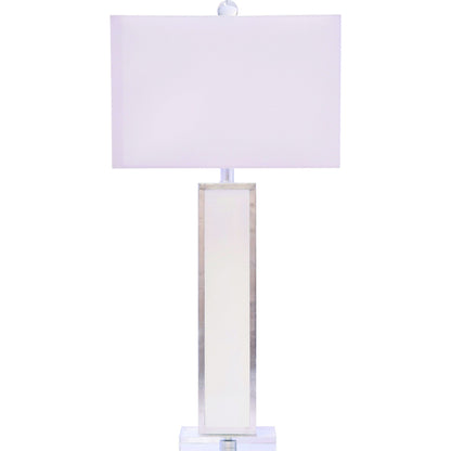 Blair Lamp by Couture Lamps in white, silver leaf, clear optic crystal. Made from resin, mdf, crystal in a transitional style.