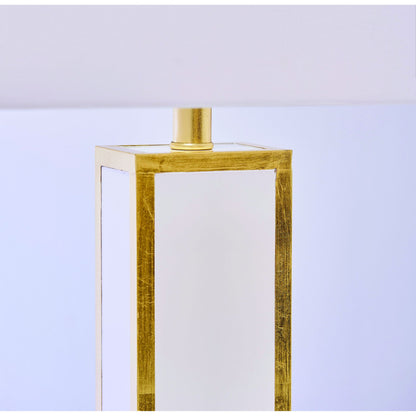 Blair Lamp by Couture Lamps in white, silver leaf, clear optic crystal. Made from resin, mdf, crystal in a transitional style.