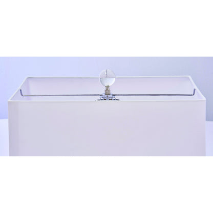 Blair Lamp by Couture Lamps in white, silver leaf, clear optic crystal. Made from resin, mdf, crystal in a transitional style.