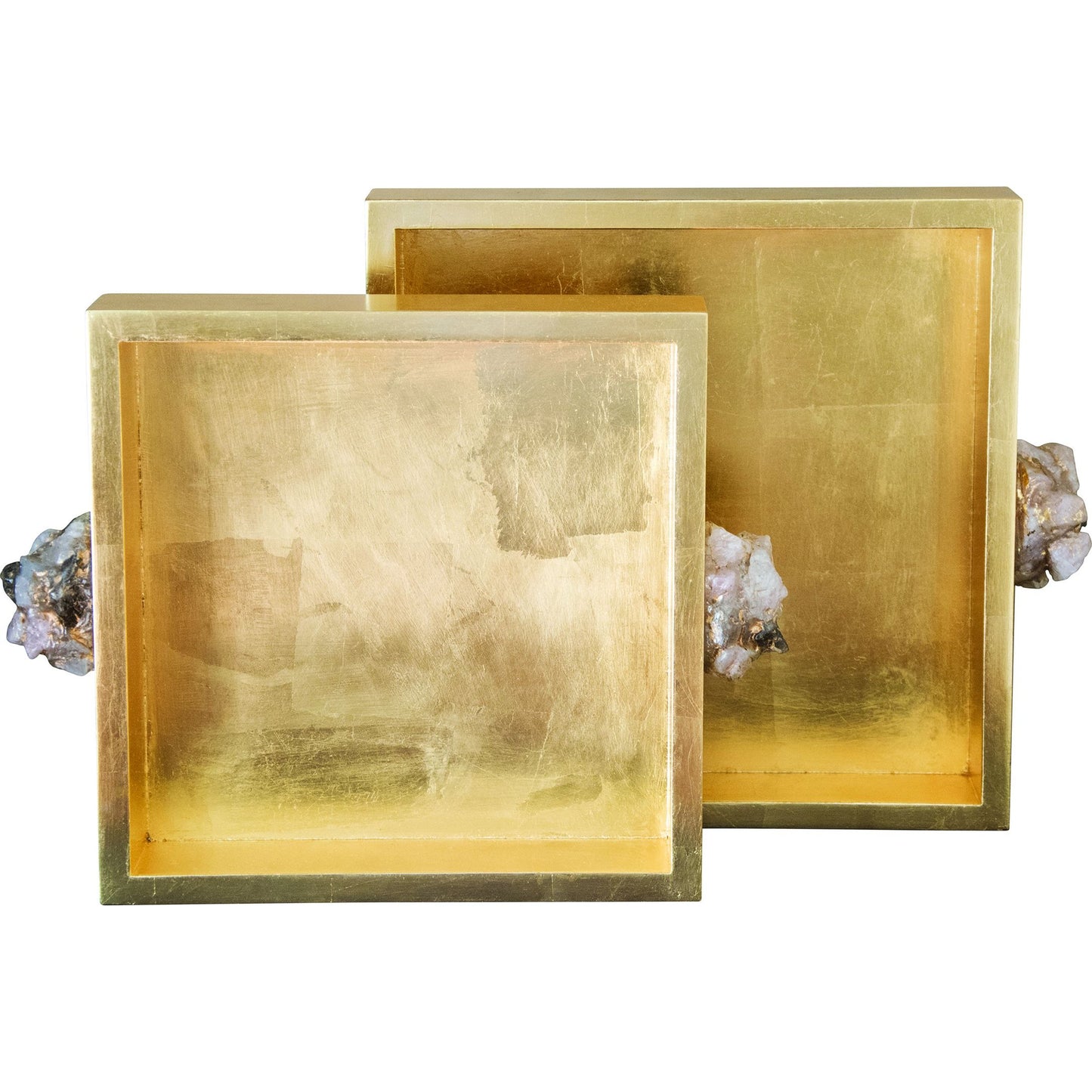 002 SR-388214 | Additional Silo | Astoria Quartz Trays by Couture Lamps in natural quartz, rose gold leaf, gold leaf. Made from mdf, natural quartz in a eclectic & global style.