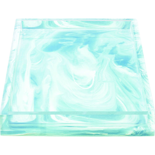 Islamdora Tray by Couture Lamps in blue sky, clear resin. Made from resin in a coastal style.