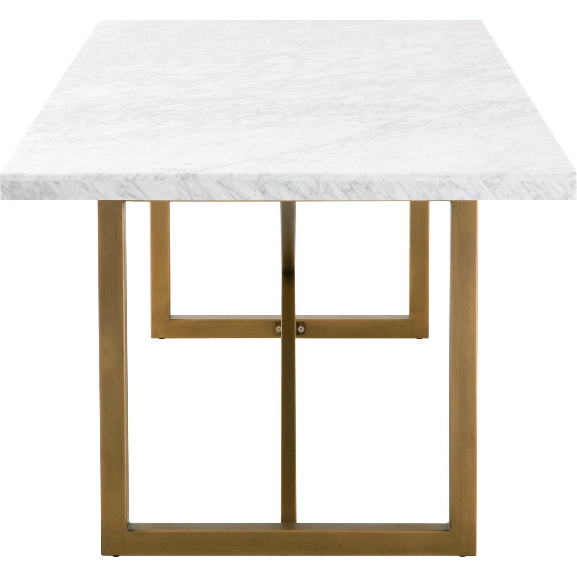 Carrera Dining Table by Essentials For Living in white carrera marble, brushed gold. Made from marble veneer over mdf, metal in a modern style.