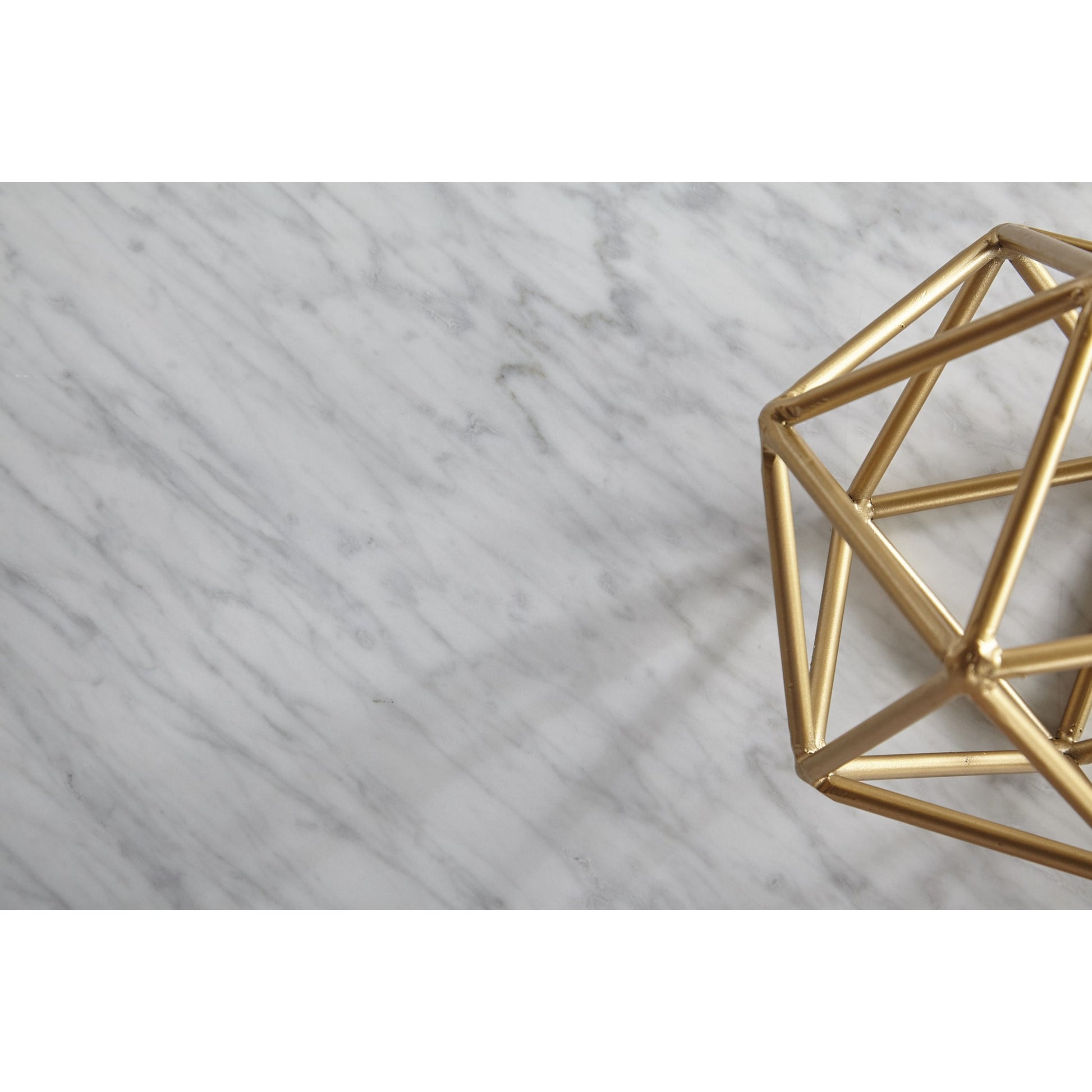 Carrera Nesting Coffee Table by Essentials For Living in white carrera marble, brushed gold. Made from marble veneer over mdf, metal in a modern style.