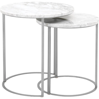 Carrera Nesting Accent Table by Essentials For Living in white carrera marble, brushed gold. Made from marble veneer over mdf, metal in a modern style.