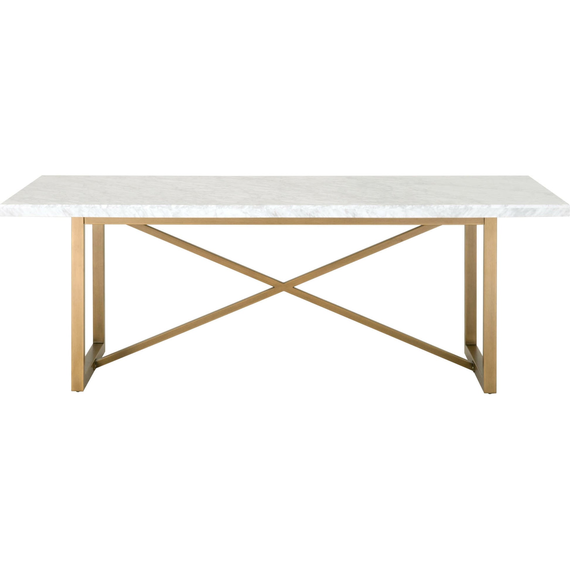 Carrera Dining Table by Essentials For Living in white carrera marble, brushed gold. Made from marble veneer over mdf, metal in a modern style.