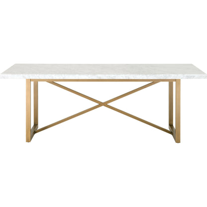 Carrera Dining Table by Essentials For Living in white carrera marble, brushed gold. Made from marble veneer over mdf, metal in a modern style.