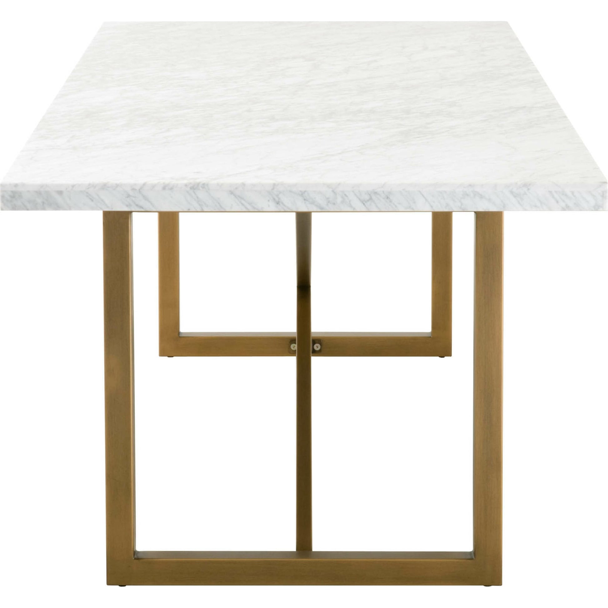 Carrera Dining Table by Essentials For Living in white carrera marble, brushed gold. Made from marble veneer over mdf, metal in a modern style.