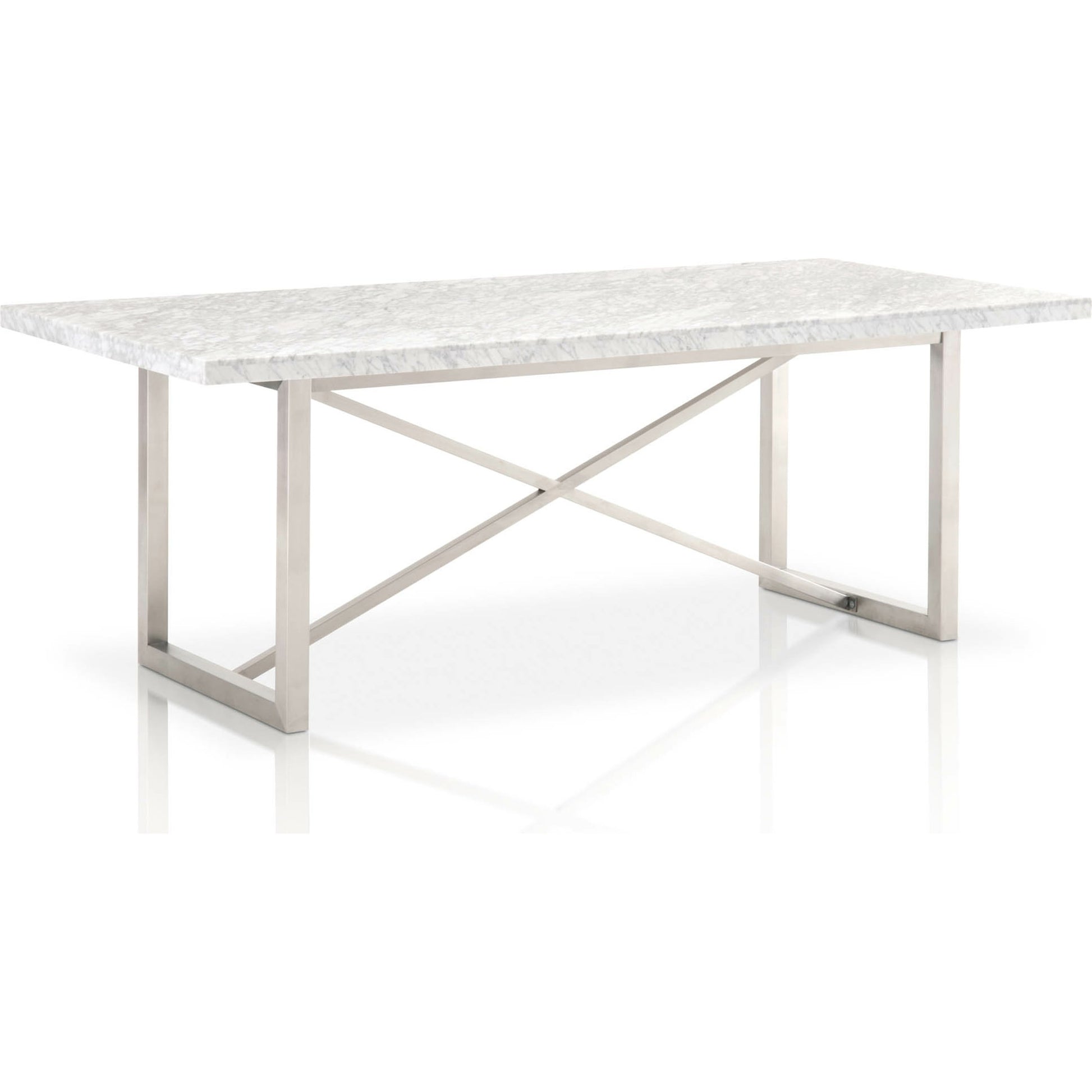 Carrera Dining Table by Essentials For Living in white carrera marble, brushed gold. Made from marble veneer over mdf, metal in a modern style.