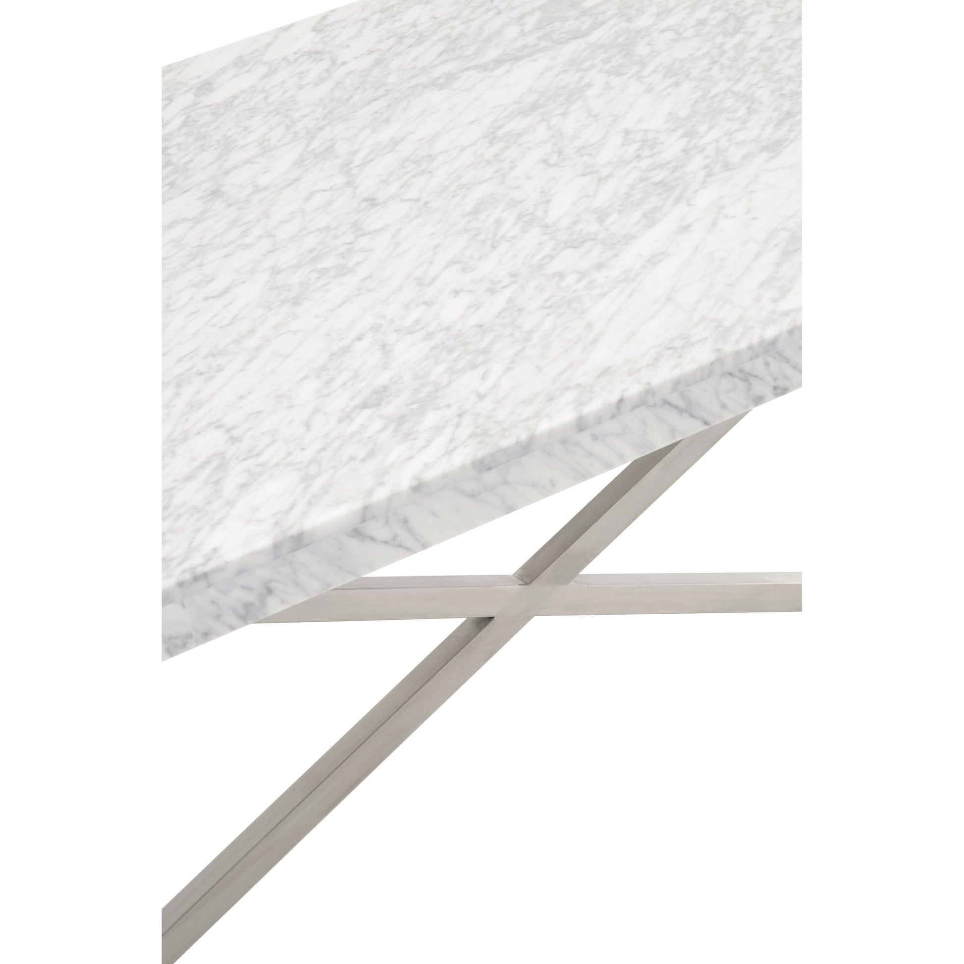 Carrera Dining Table by Essentials For Living in white carrera marble, brushed gold. Made from marble veneer over mdf, metal in a modern style.