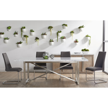 Carrera Dining Table by Essentials For Living in white carrera marble, brushed gold. Made from marble veneer over mdf, metal in a modern style.