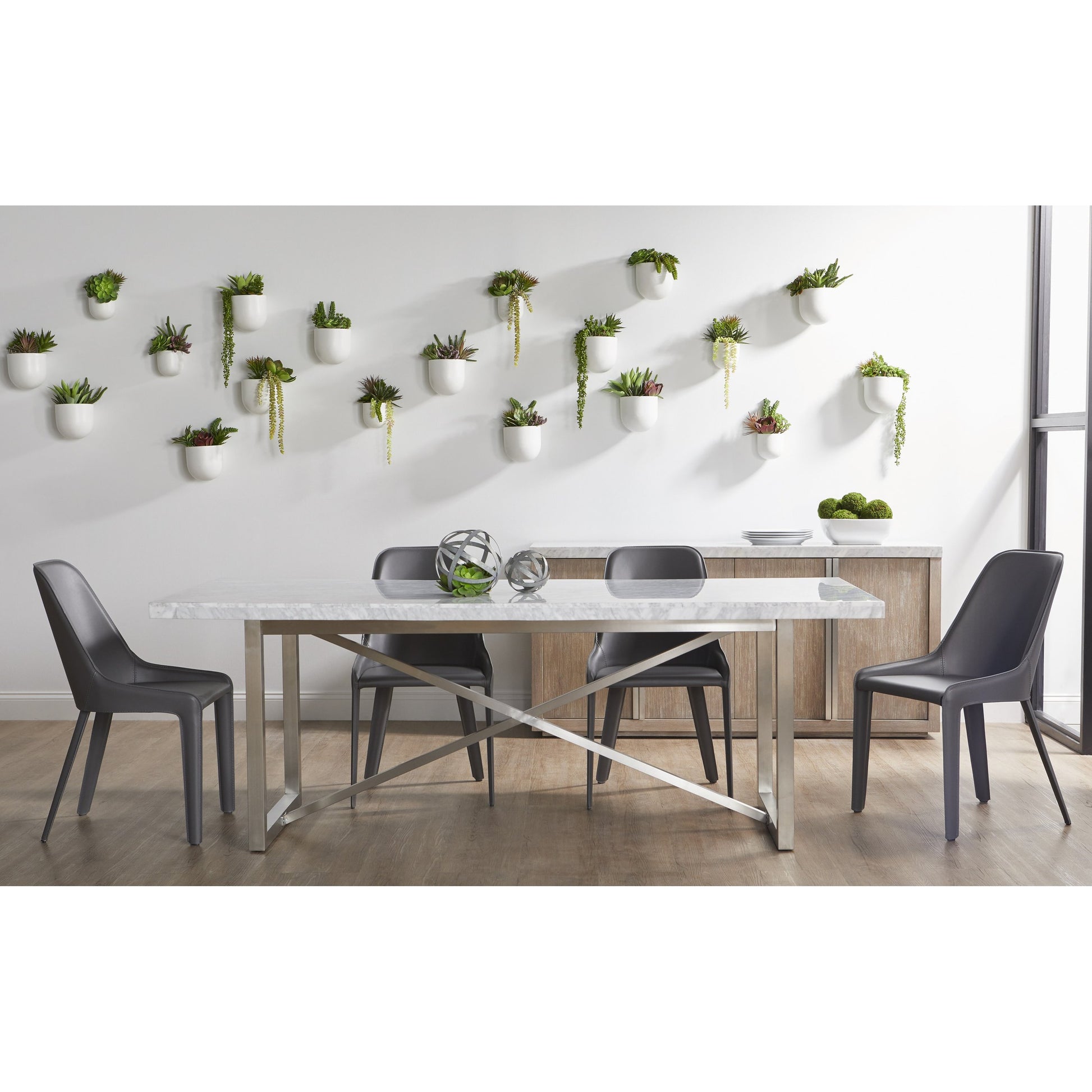 Carrera Dining Table by Essentials For Living in white carrera marble, brushed gold. Made from marble veneer over mdf, metal in a modern style.