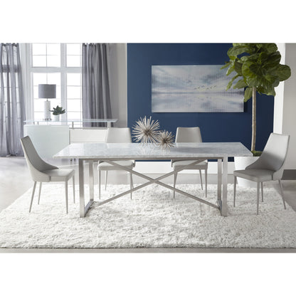 Carrera Dining Table by Essentials For Living in white carrera marble, brushed gold. Made from marble veneer over mdf, metal in a modern style.