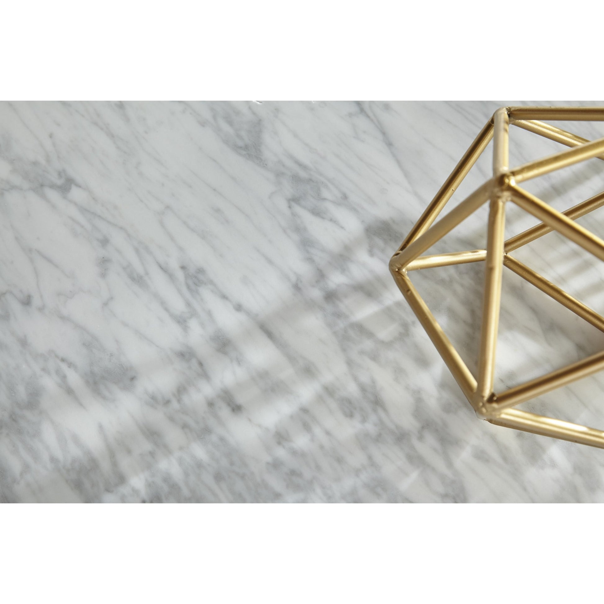 Carrera Nesting Accent Table by Essentials For Living in white carrera marble, brushed gold. Made from marble veneer over mdf, metal in a modern style.