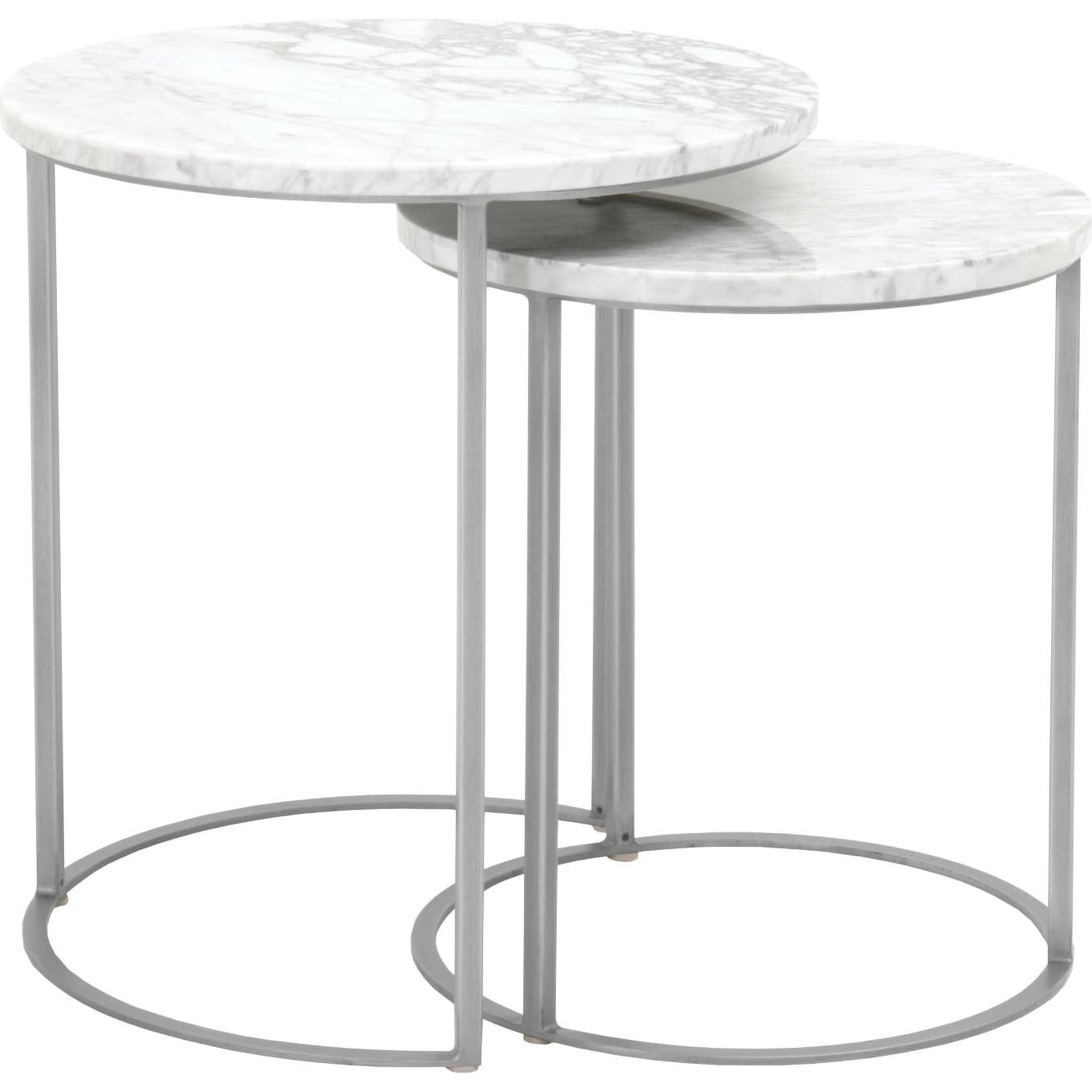 Carrera Nesting Accent Table by Essentials For Living in white carrera marble, brushed gold. Made from marble veneer over mdf, metal in a modern style.